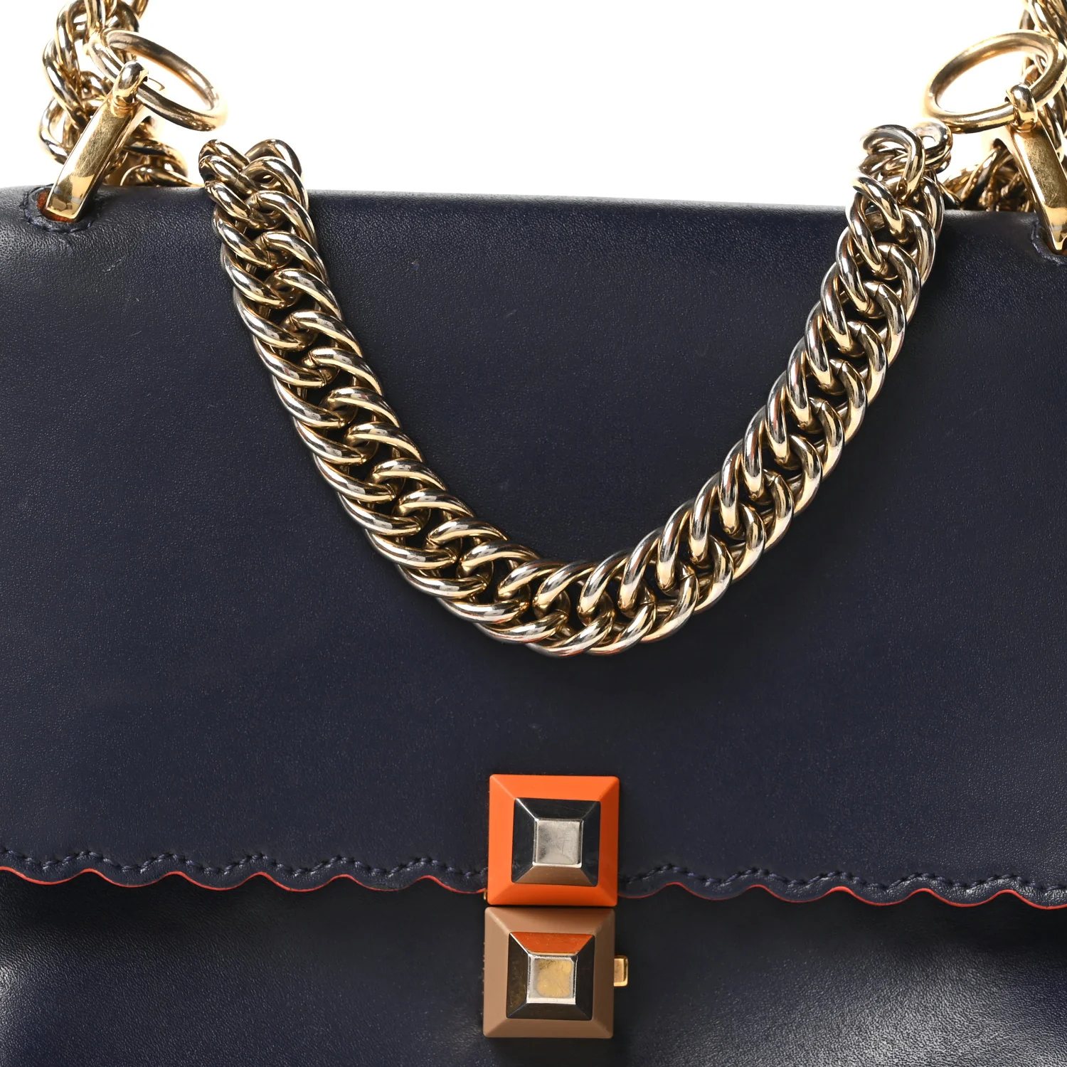Vitello Liberty Scalloped Studded Small Kan I Shoulder Bag Blueberry