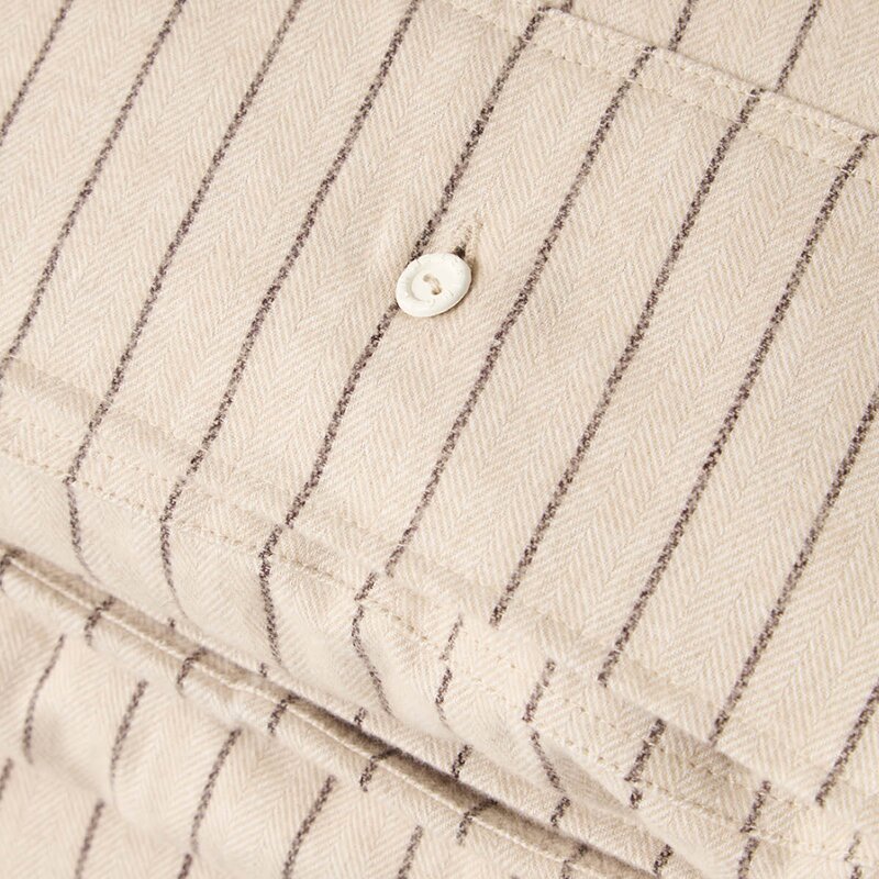 Sengesett 140x220 cm bomullsflanell smalstripet beige/brown