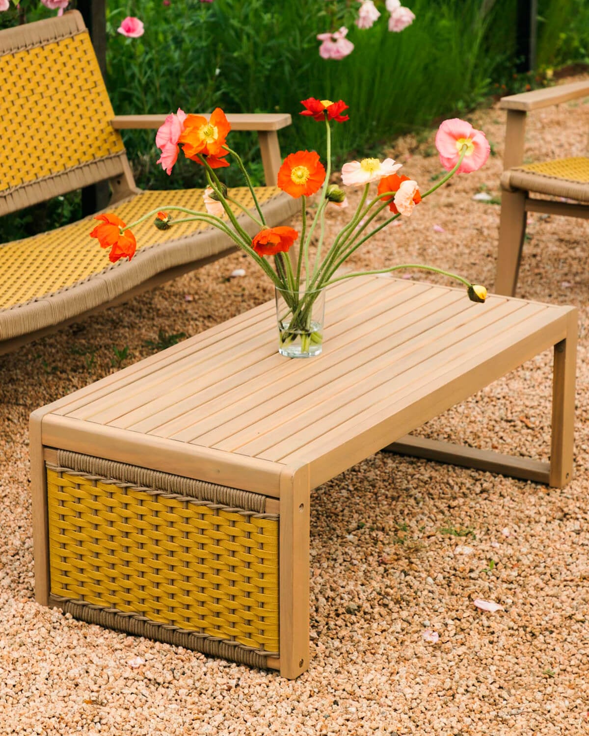 Mirle - Mesa de Centro de Exterior de Madera de Acacia y Cuerda (100x50 cm) Mirle
