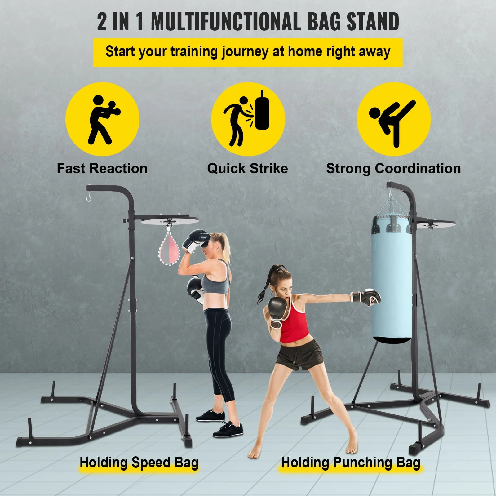 VEVORbrand Free Standing Punching Bag Stand, Unisex Boxing Set, Foldable Single Station Heavy Bag Stand, Punching Ball, Boxing Punching Speed Ball, Boxing Bag with Boxing Rack, for Training Image 3
