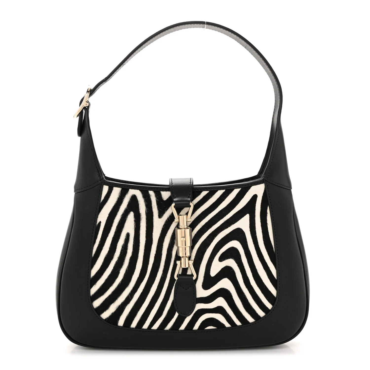 Pony Hair Zebra Print Calfskin Small Jackie 1961 Hobo Black White