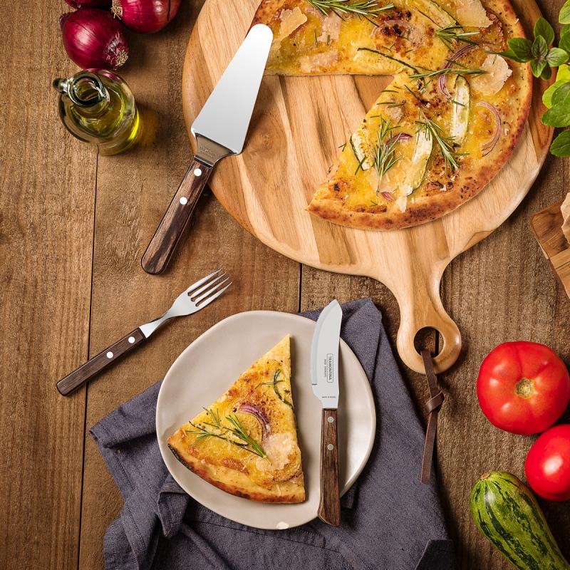 Polywood pizzasett 8 deler mørk brun