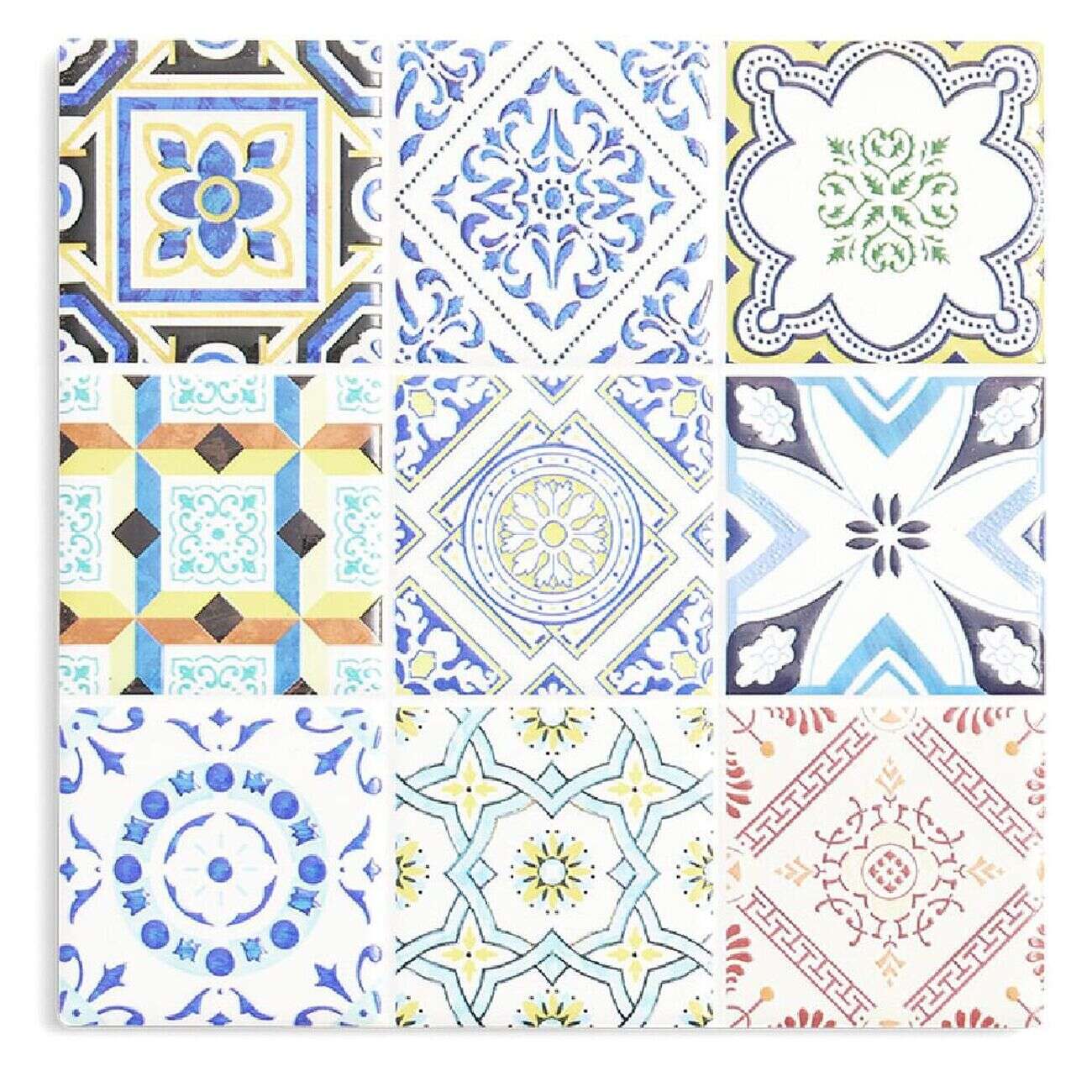 Dessous de plat carré céramique design carreau de ciment 15,2x15,2cm