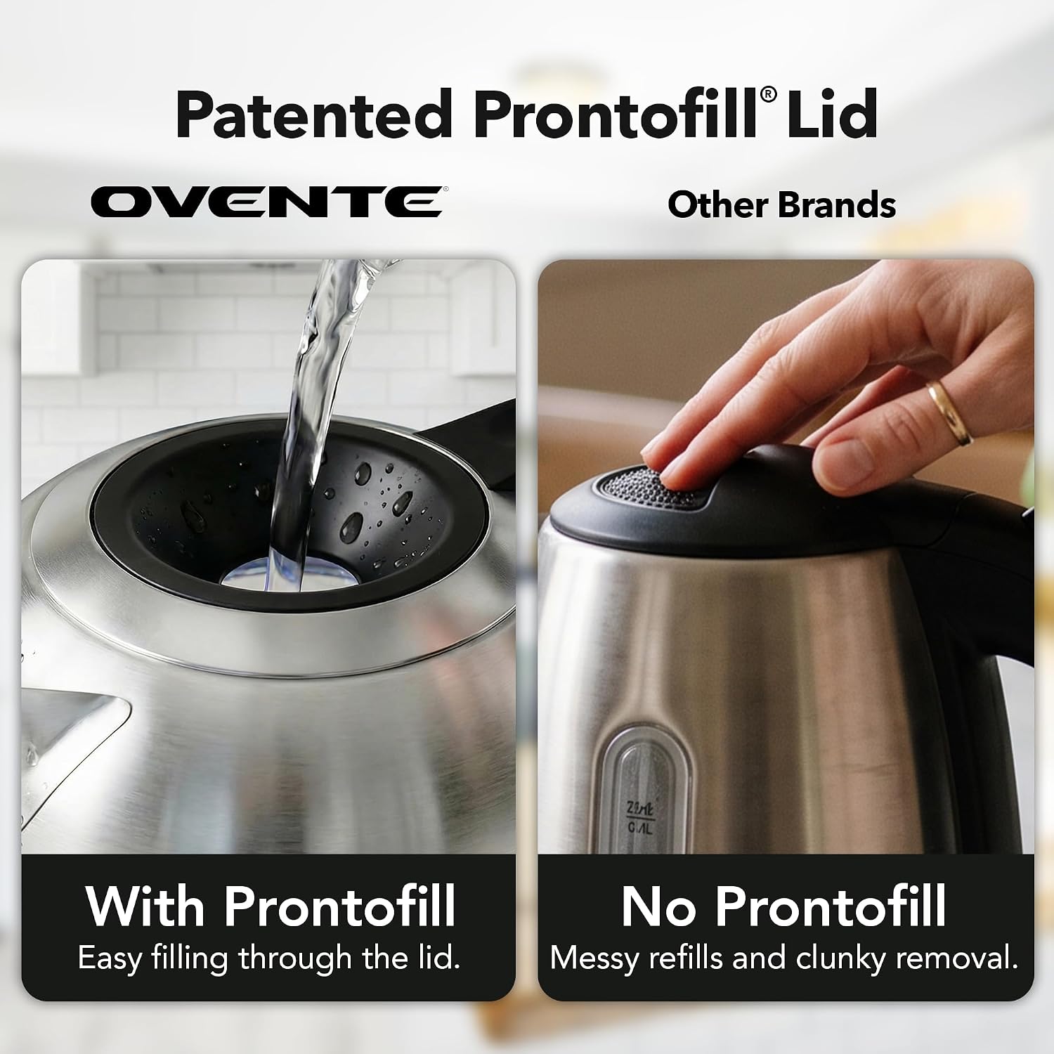 OVENTE 1.8L Glass Electric Kettle Water Boiler, Silver KG751S