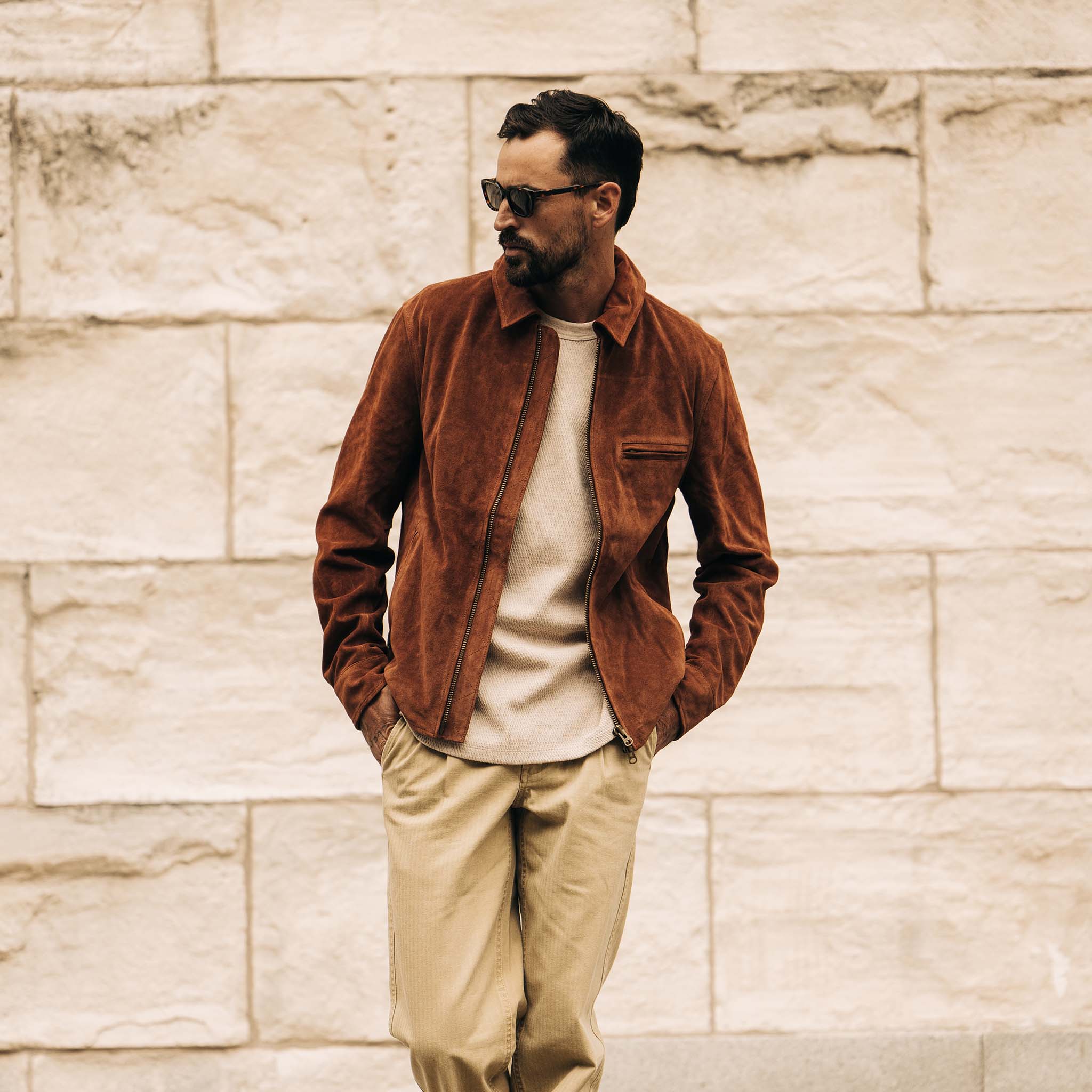 La veste Wyatt en daim chocolat