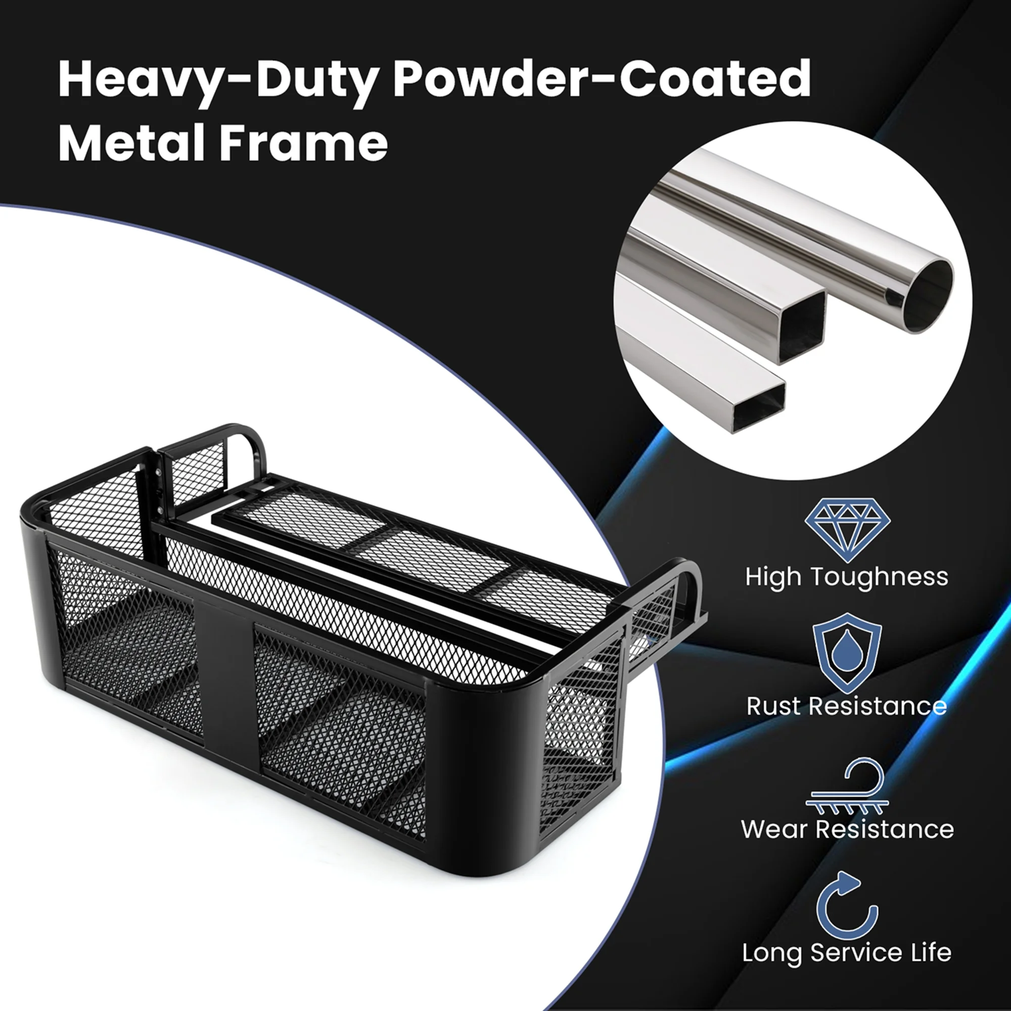 Costway ATV UTV Universal Rear Drop Basket Rack Steel Cargo Hunting