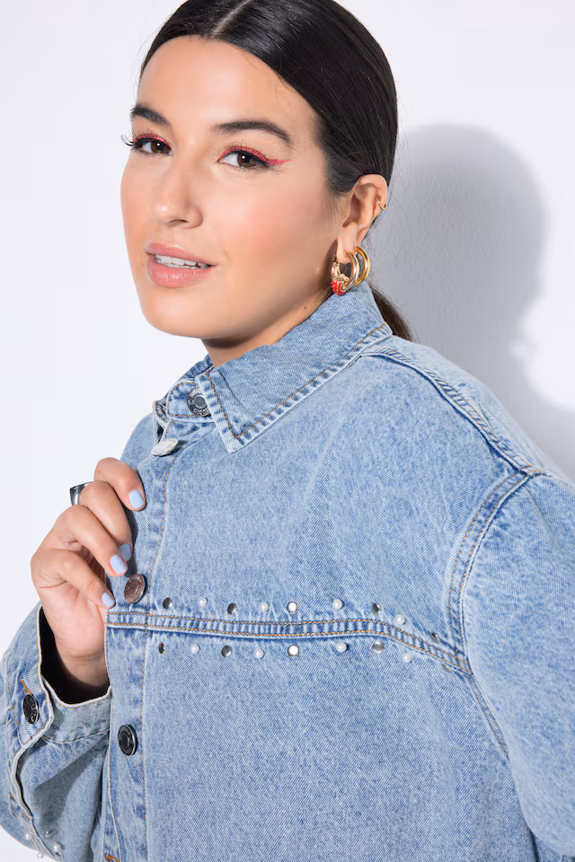 Beaded Oversized Denim Jacket
