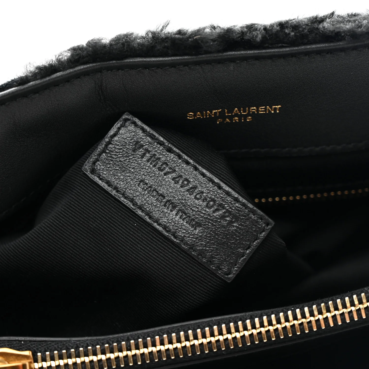 Shearling Y Quilted Monogram Medium Loulou Chain Satchel Black