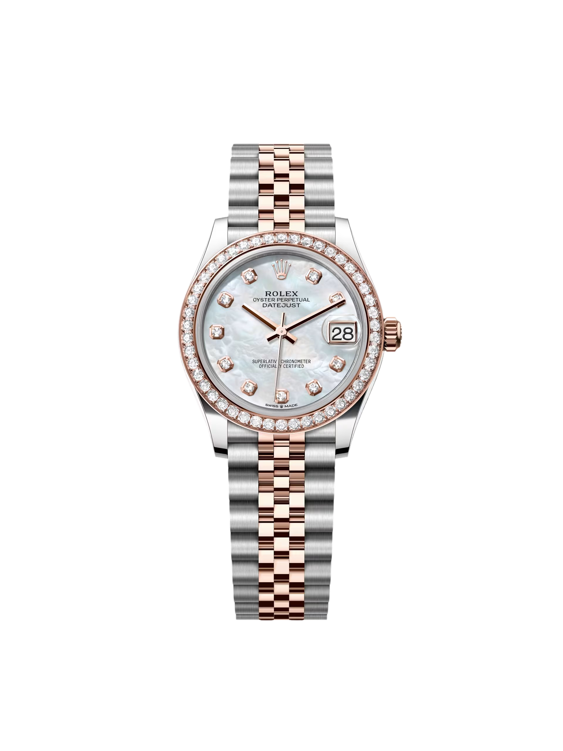 【Super Clone】RLX Datejust m278381-0025/0026 Mother-of-Pearl Diamond 31mm Dial Diamond-Set Bezel and Oyster Bracelet Watch