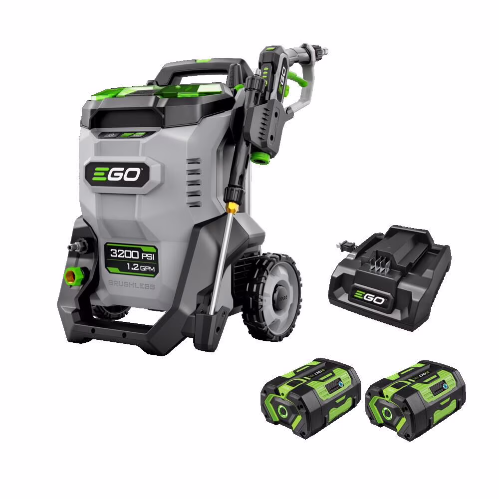 Ego Power+ 3200 Psi 1.2 Gpm Battery Powered Cold Water Pressure Washer with 5 Spray Nozzles 6.0ah Kit