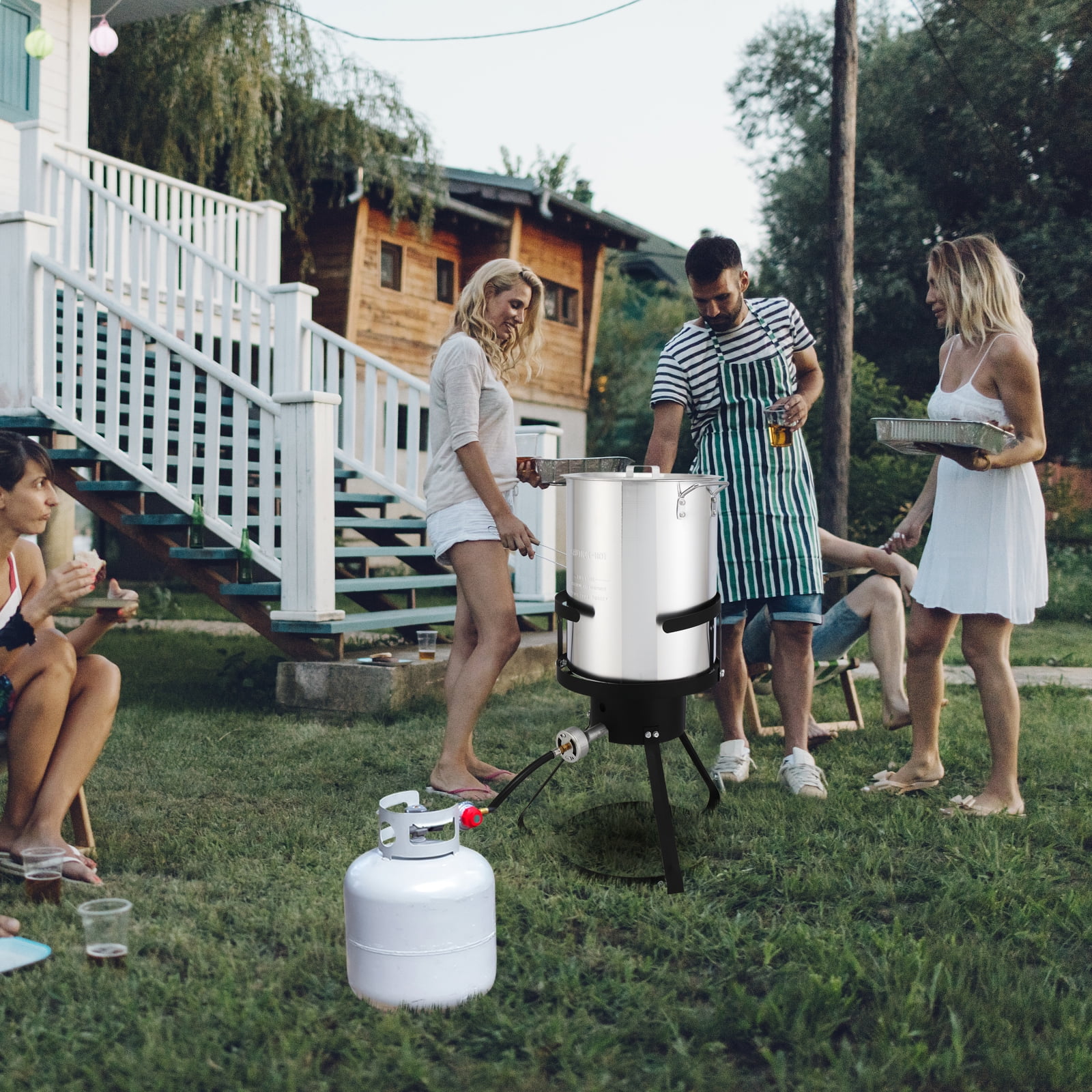 30 Qt Iron Aluminum Turkey Fryer Pot,Outdoor Fryer Kit with Injector Thermometer Kit,54000 BTU Outdoor Propane Stove Burner Stand for 20lbs Turkey,10Pcs,Silver(10 Pack) - Image 2