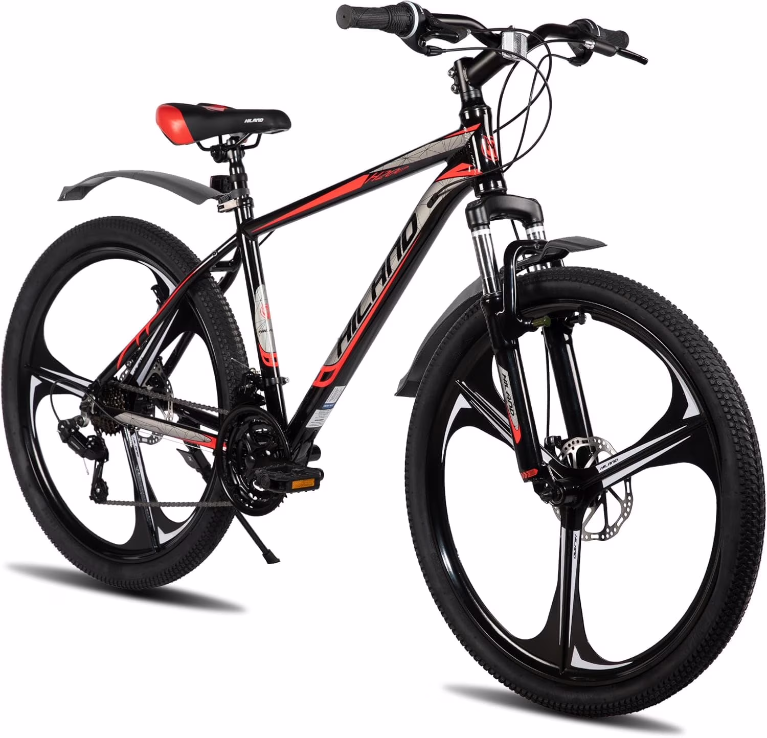 HILAND Mountain Bike, 3/6/Multi-Spokes, 18 Speeds Drivetrain, Aluminum Frame 26 Inch Wheels, Disc-Brake Bike for Men Women Men's MTB Bicycle