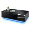 Coffee Table with 4 Drawers LED Center Table Sofa Side Tea Tables Black High Gloss Finish(C Black with 2 Drawers)