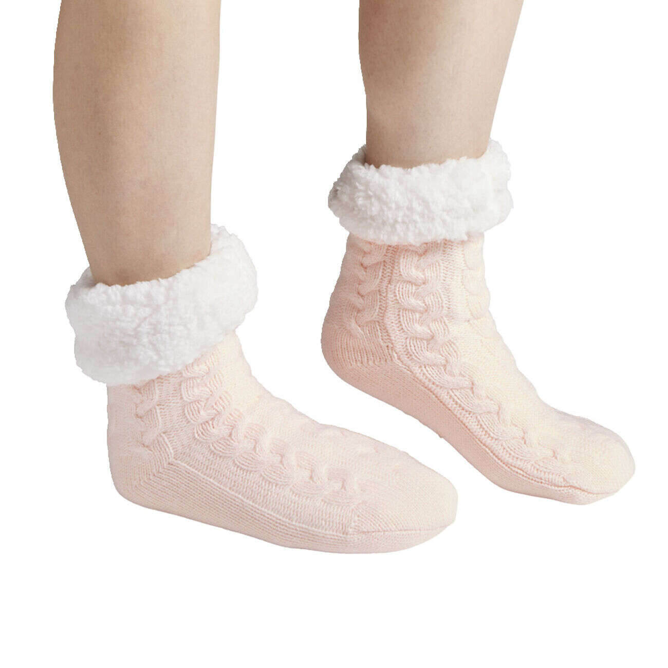 Chaussettes d'intérieur doublées peluche noir TU