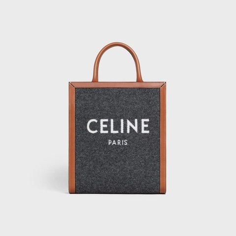 SMALL VERTICAL CABAS CE IN TEXTILE WITH CE & CALFSKIN GREY / BEIGE