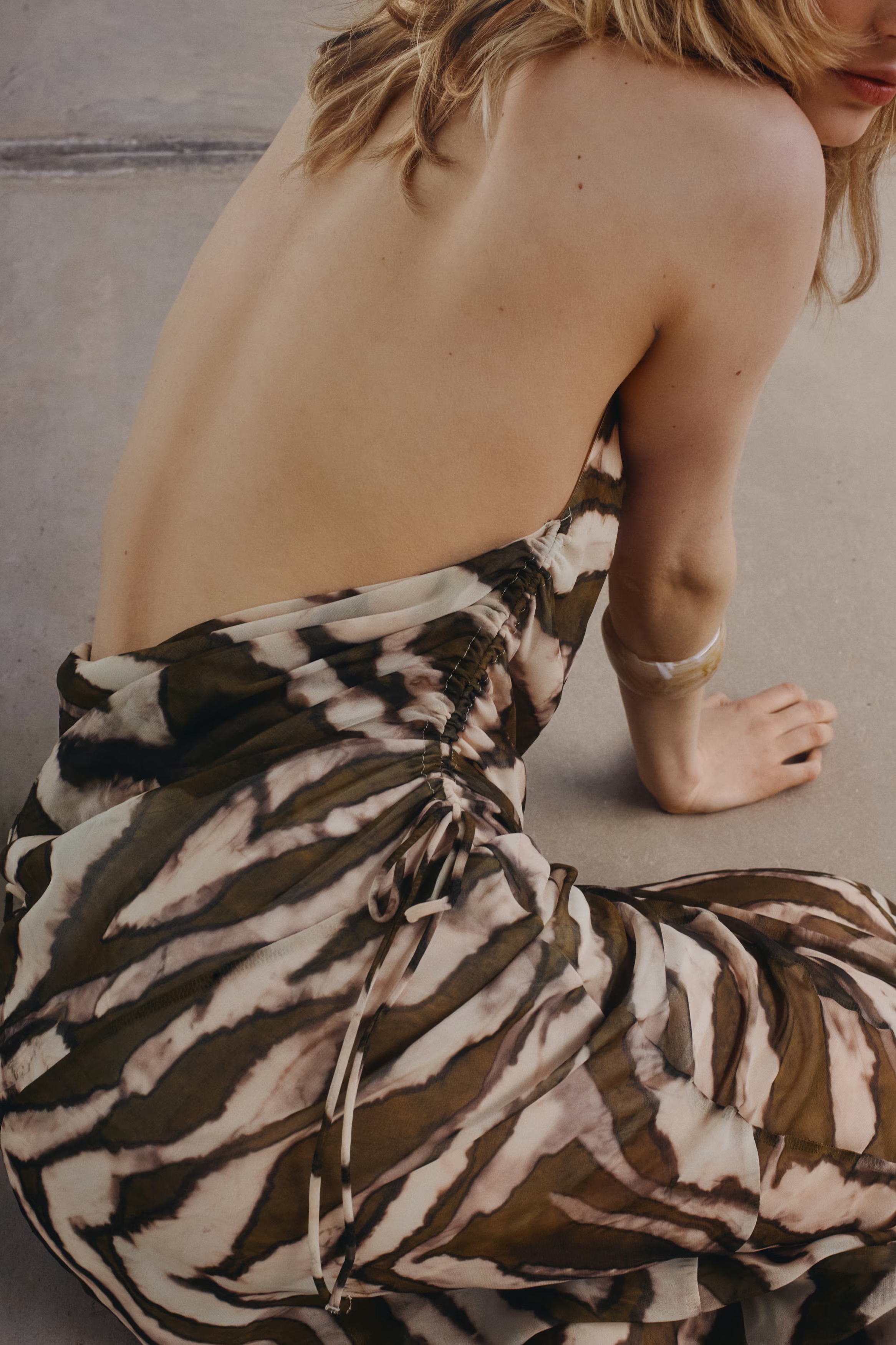 Drawstring-Detail Halterneck Dress
