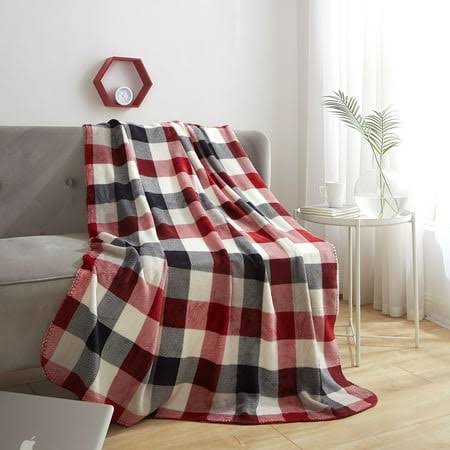 Mainstays Red Plaid Plush Throw Blanket, Standard Throw, Size: 50\x 60\