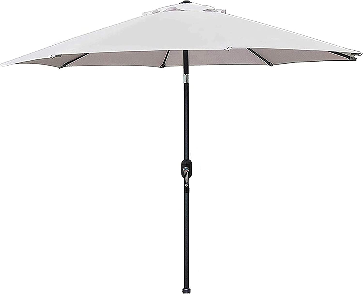Parasol de terrasse de marché extérieur de 2,74 m (9 pi) avec inclinaison par bouton-poussoir et manivelle, 8 baleines (beige)