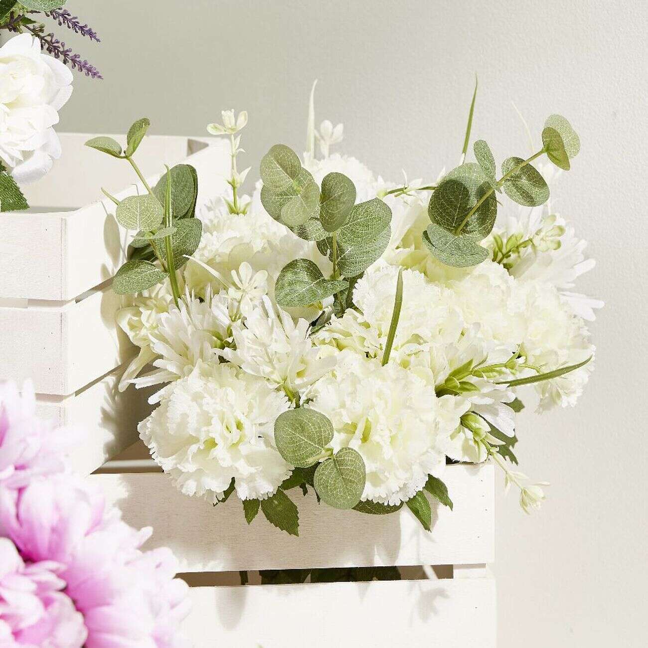 Piquet fleur artificielle Ø30xH48cm blanc