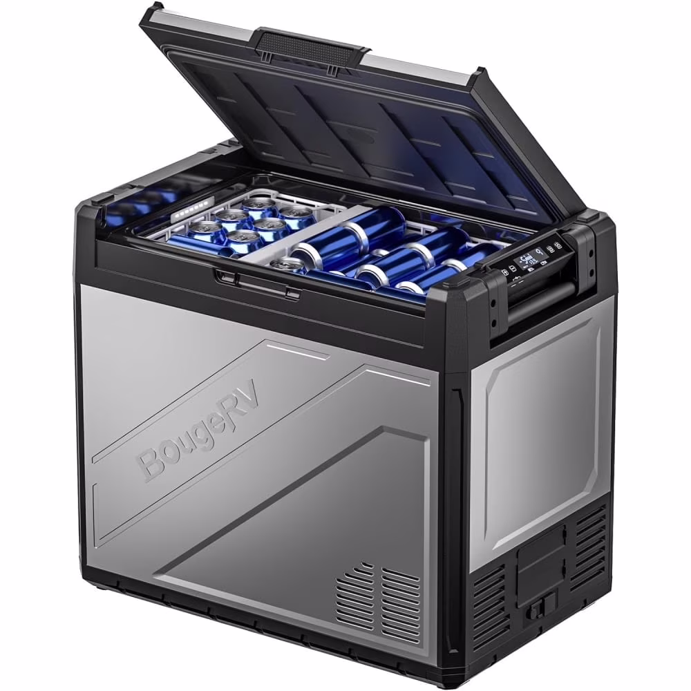 Rocky 12 Volt Car Refrigerator, 81QT Dual Zone Car Fridge Freezer with Metal Casing, APP Control Compressor Cooler 12/24V DC, 110~240V AC for RV Truck Vehicle Outdoor Travel Camping Trip(81 Quart)