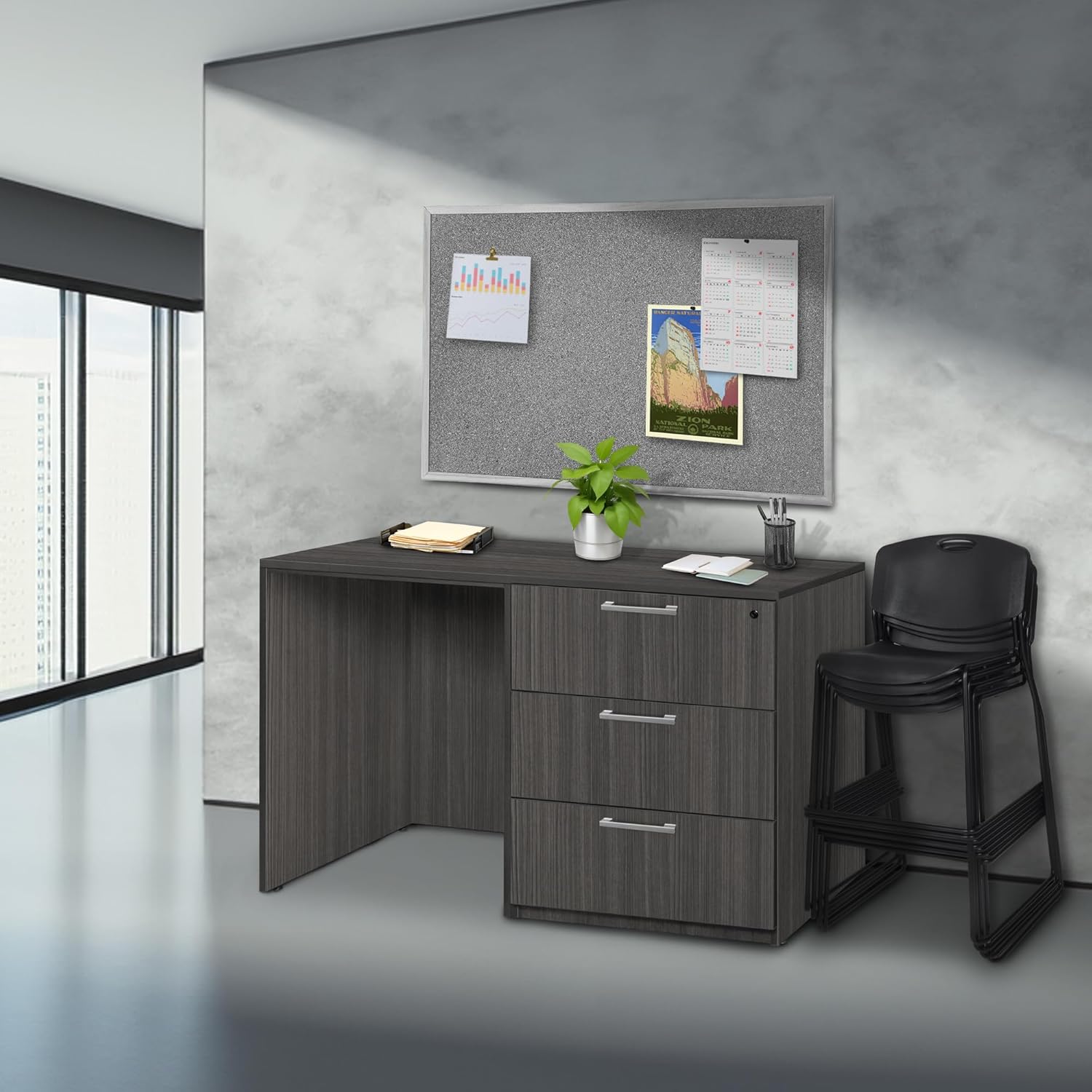 Regency Legacy Stand Up Side to Side Lateral File/Desk- Ash Grey