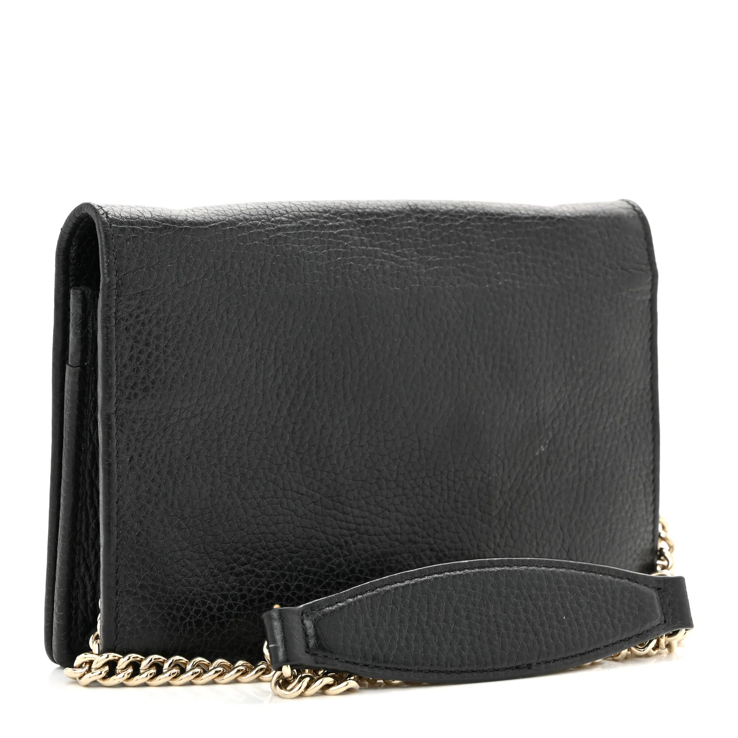 Pebbled Calfskin Soho Wallet On Chain Black