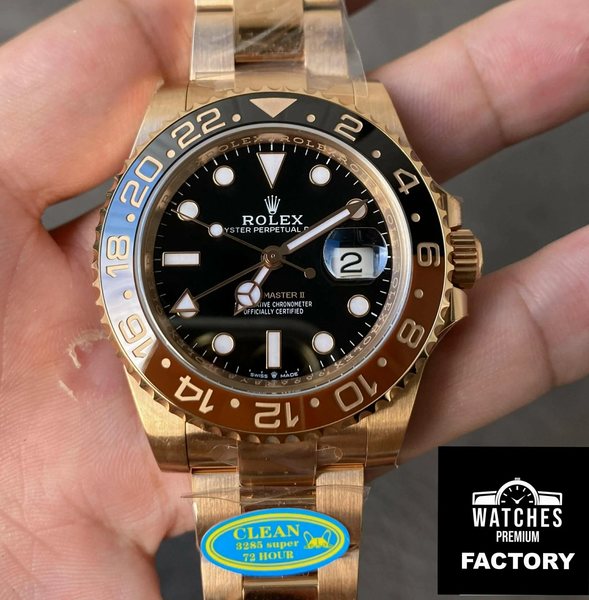 Rolex GMT Master II M126715CHNR-0001 Clean Factory V3 Gold Strap