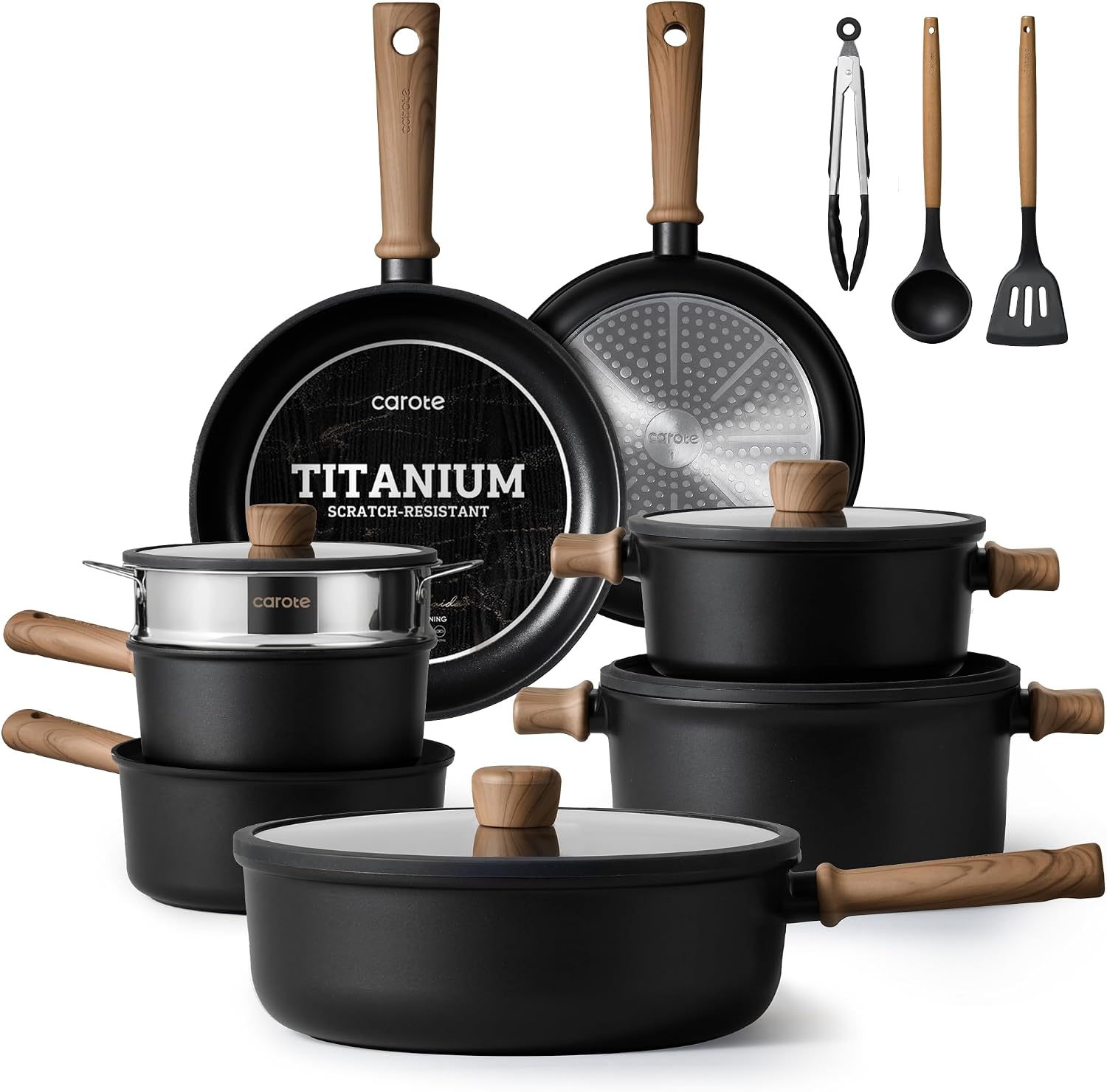 CAROTE 16pcs Pots and Pans Set, Nonstick Cookware Sets