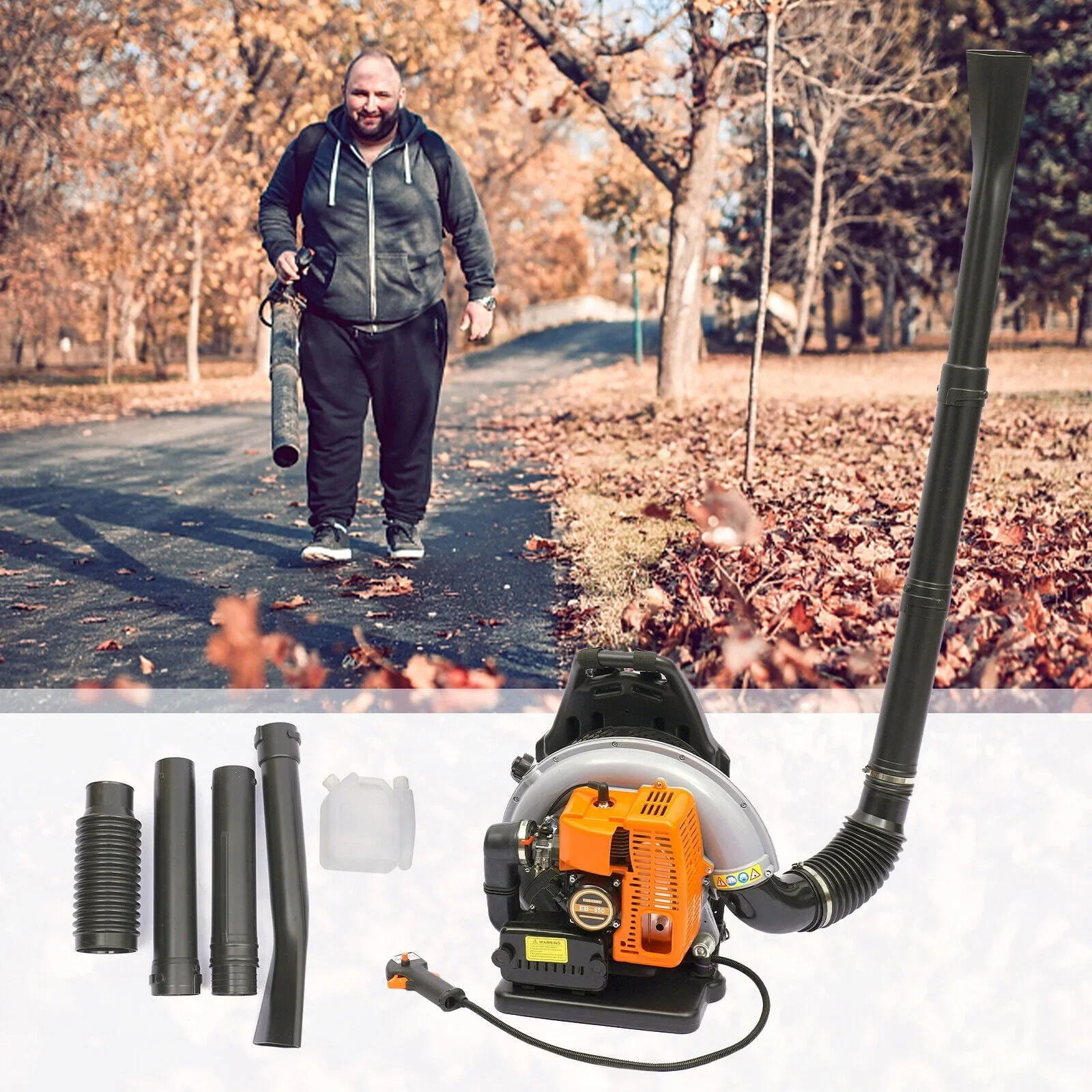 Miumaeov 63CC 2-Stroke Backpack Leaf Blower Gas Powered Backpack Grass Lawn Blower Leaf Blowers for Yard Road Cleaning Garden Lawn Care Tools