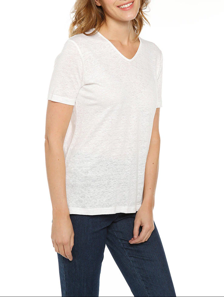 Tee-shirt femme ample blanc en lin