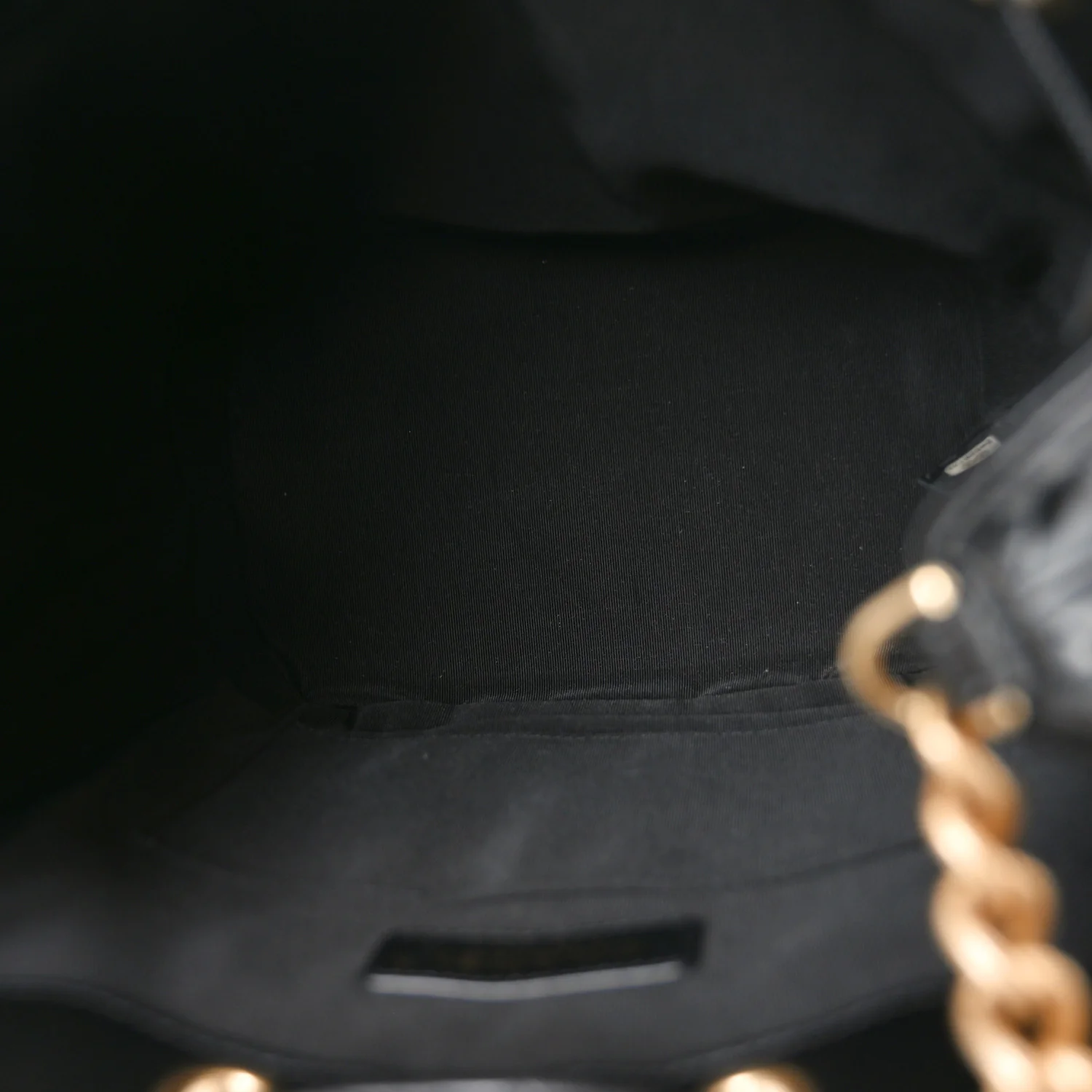 Sheepskin Chevron Quilted Drawstring Bag Black