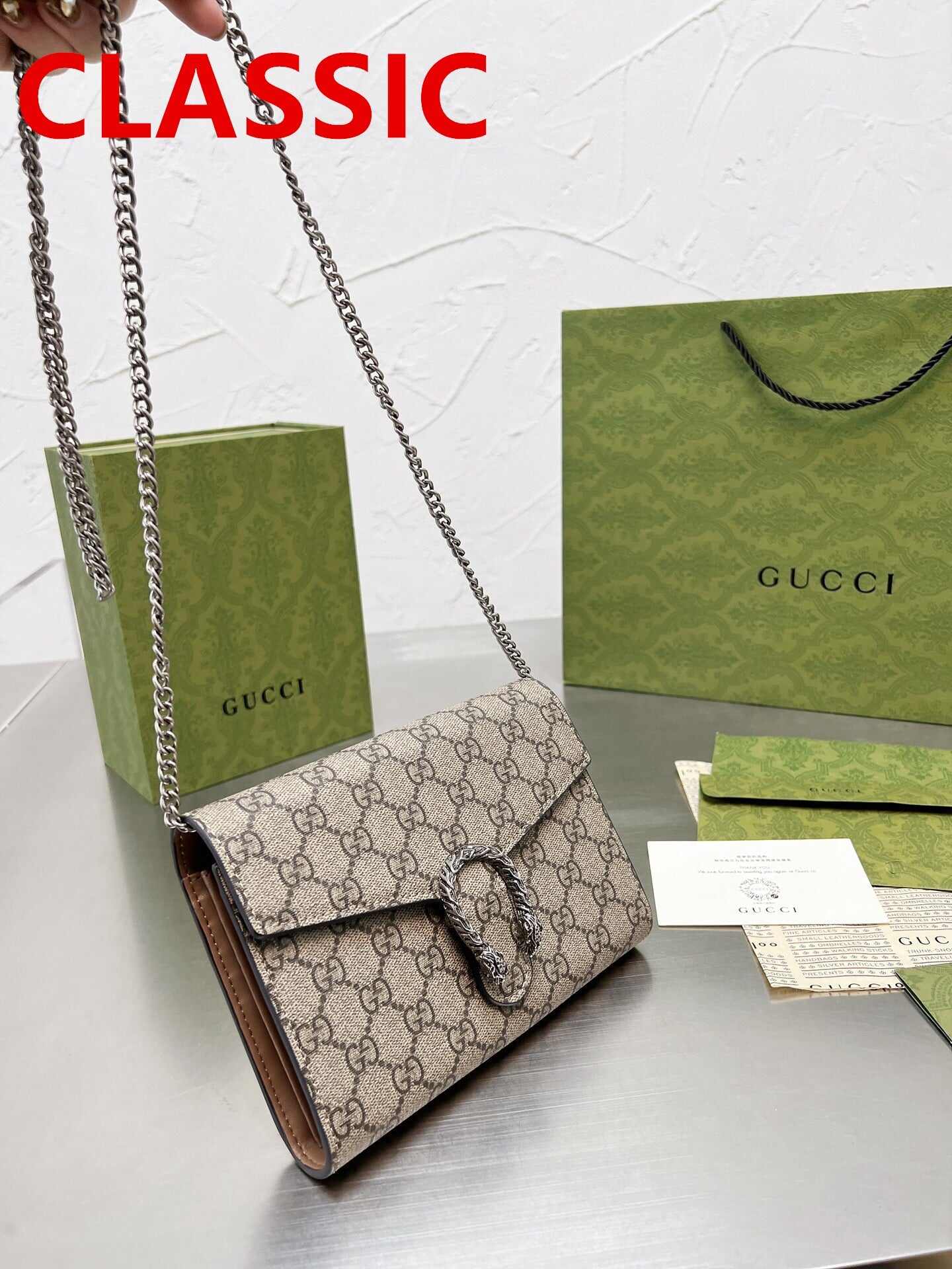GUCCI【グッチ】春夏★ディオニュソス·GGスプリーム チェーンウォレット-選べる5色