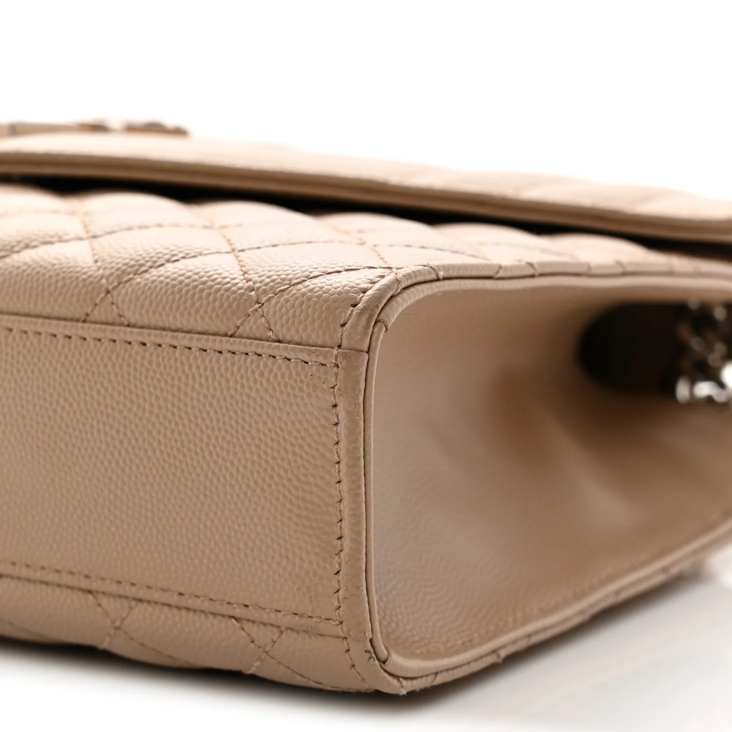 Grain De Poudre Textured Mixed Matelasse Medium Triquilt Monogram Satchel Dark Beige