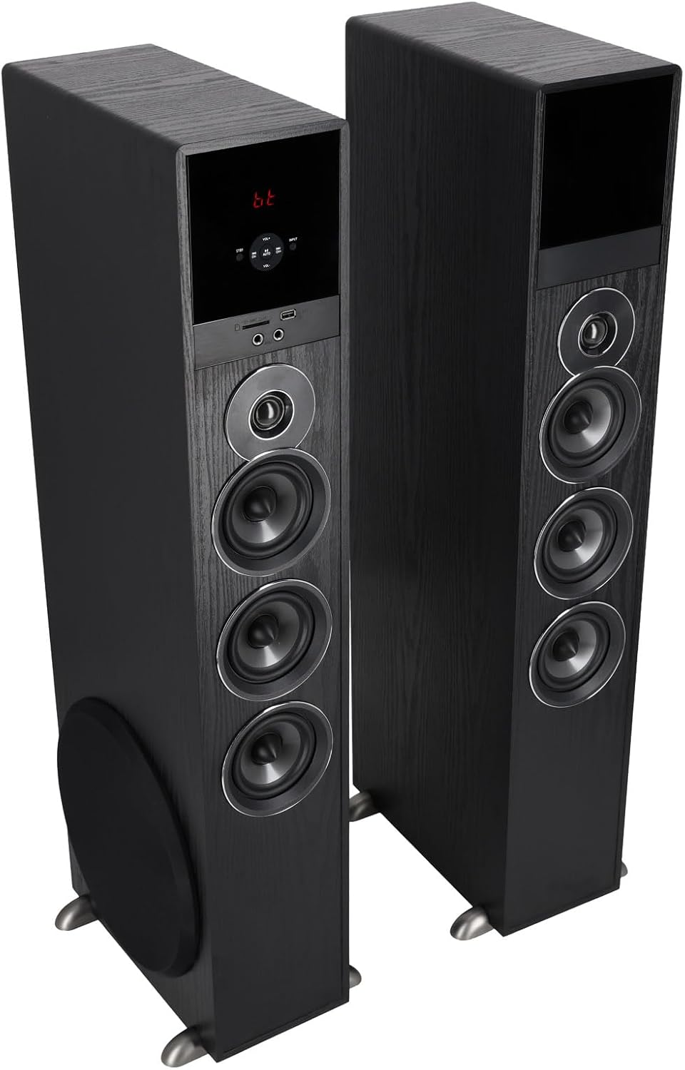 Rockville TM150B Powered Home Theater Tower Speaker System  Black  1000W  10