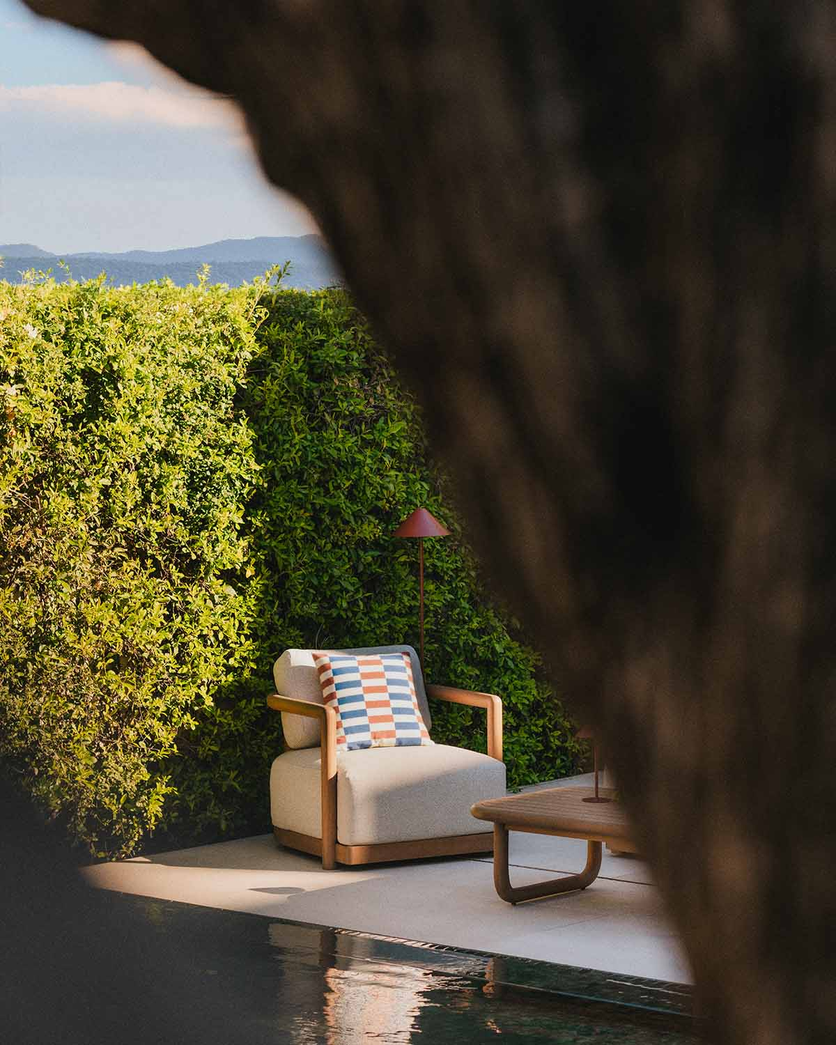 Elnes - Sillón de Jardín de Madera de Eucalipto y Tela Elnes