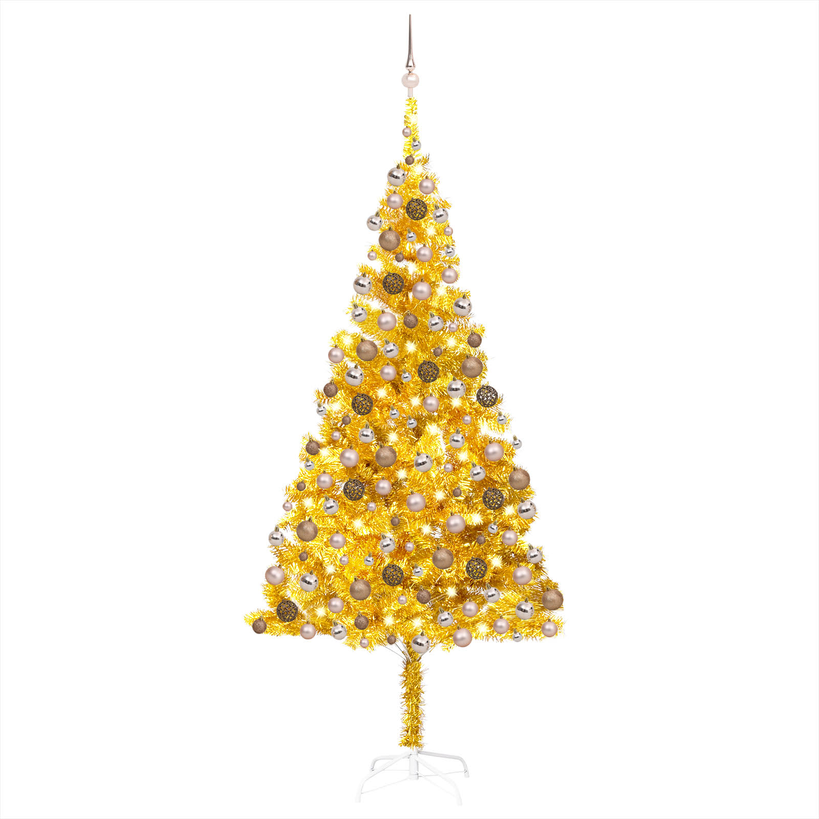 vidaXL Artificial Christmas Tree with LEDs&Ball Set Gold 82.7