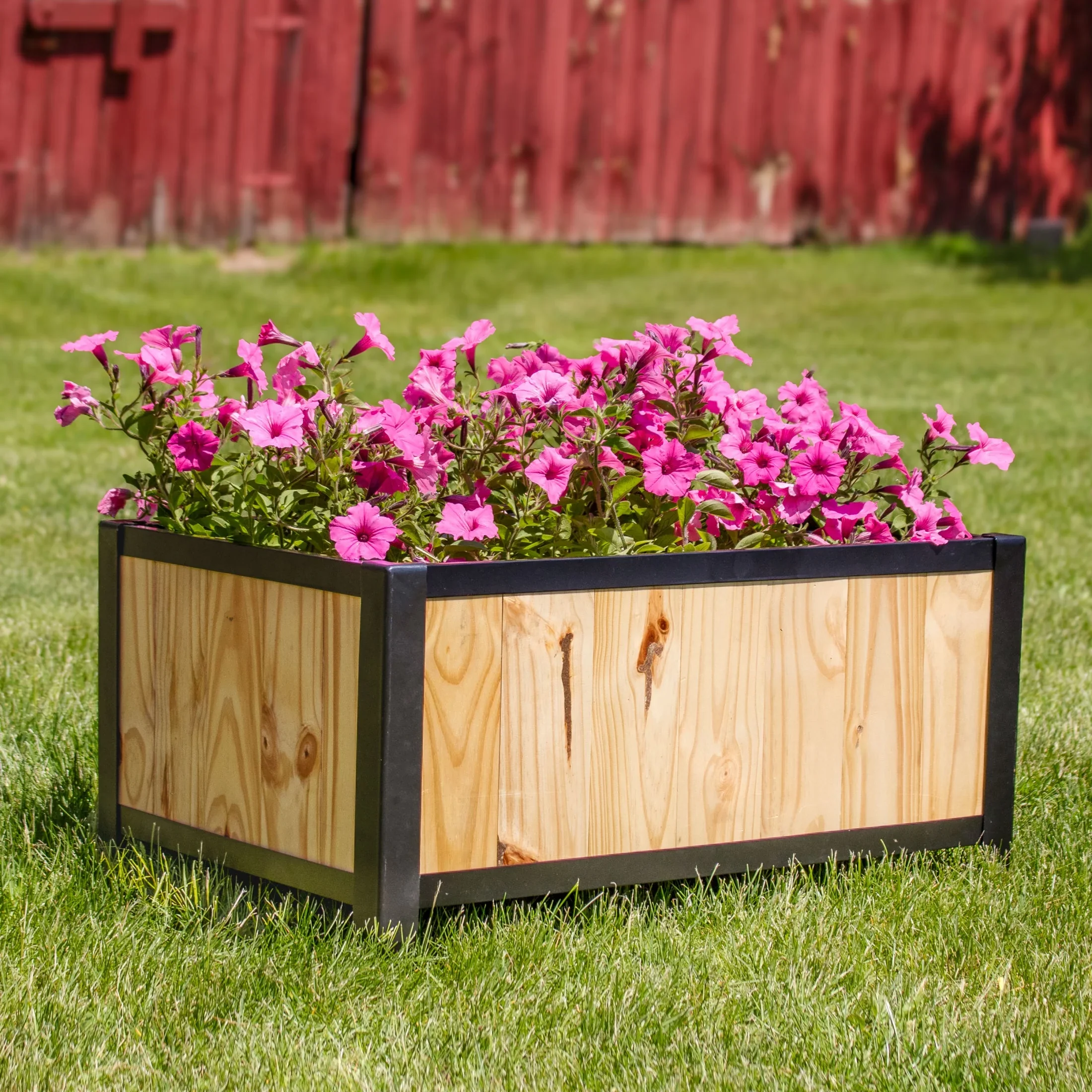 Sunnydaze 37 x 13 x 10.5 Natural Acacia Wood Rectangular Raised Garden Bed Planter Box