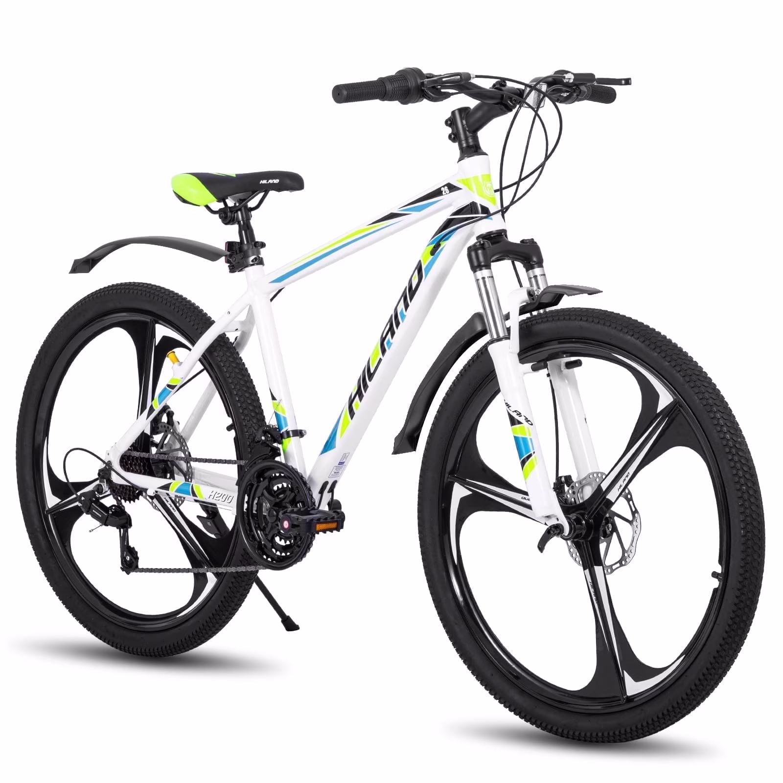 Hiland Mountain Bike, Multi-Spokes,Shimano 21 Speeds Drivetrain,Aluminum Frame 26 inch Wheels, Men's MTB Bicycle, White