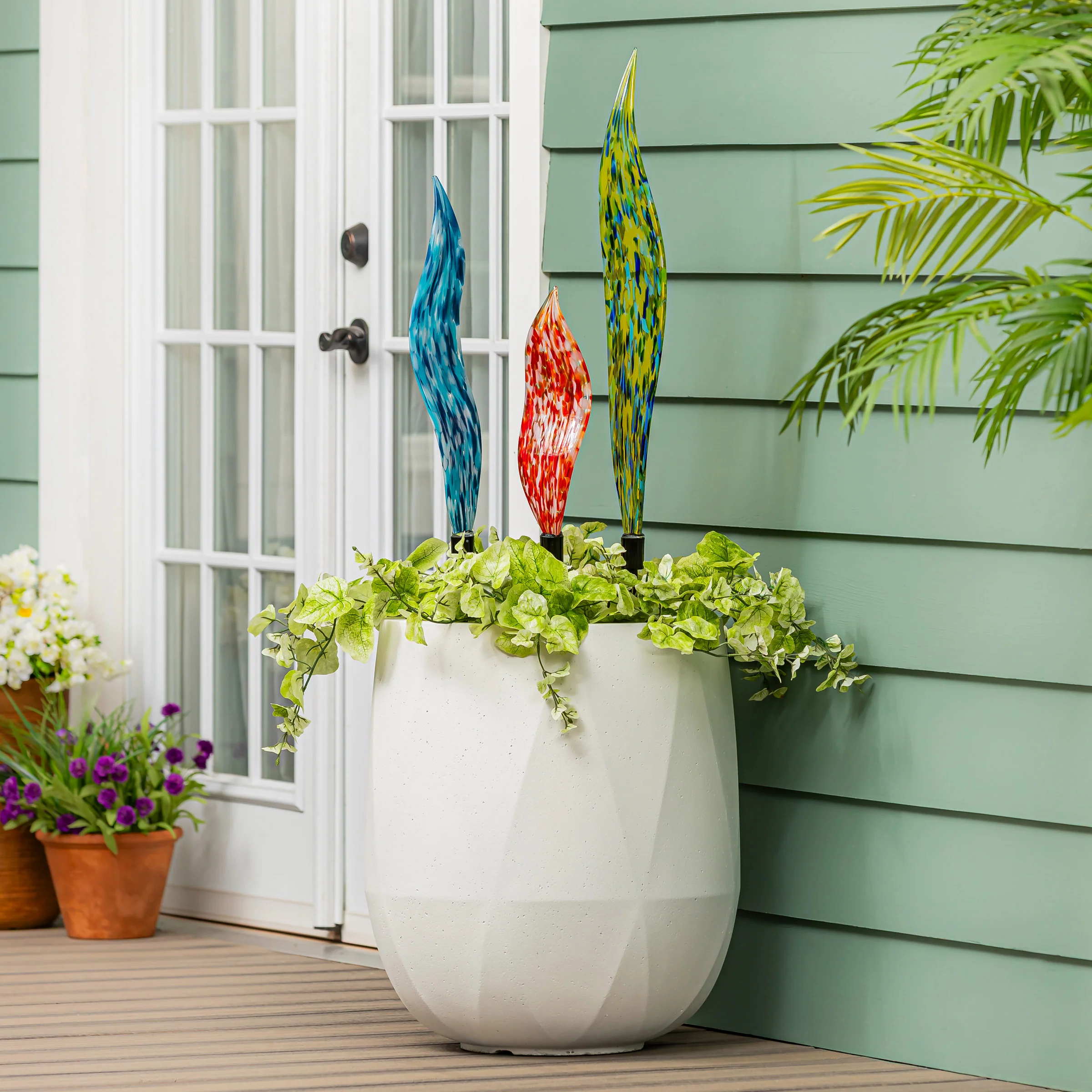Glass Garden Stakes, Set of 3