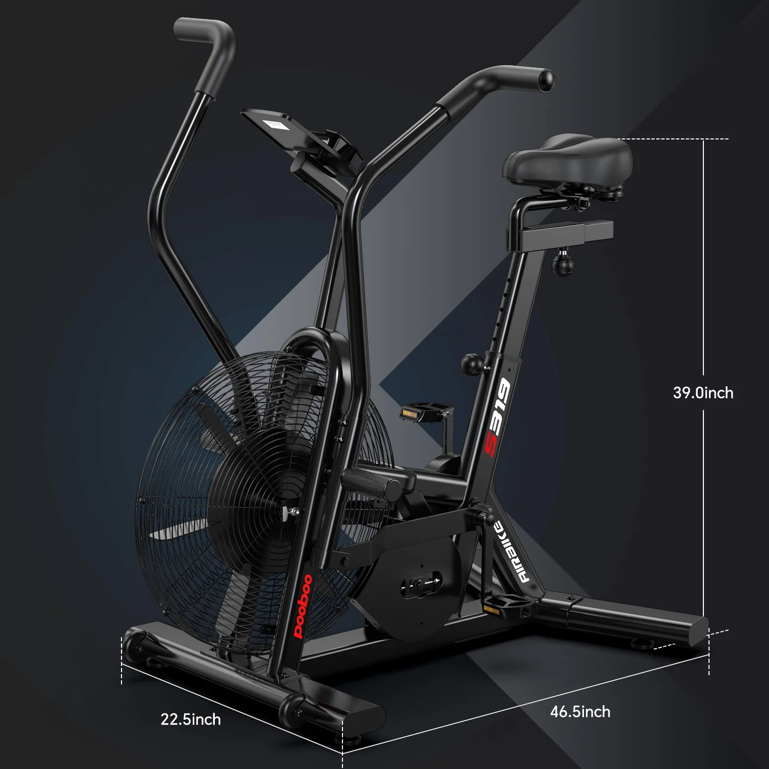 Commercial Built-in Bluetooth Fan Exercise Bike, Adjustable Air Resistance with Dual-Action Handlebars, Heavy Duty Indoor Cycling Bike for Home Gym Traininning, 350lbs Arm/Leg Cardio Workout(Air) - Image 9