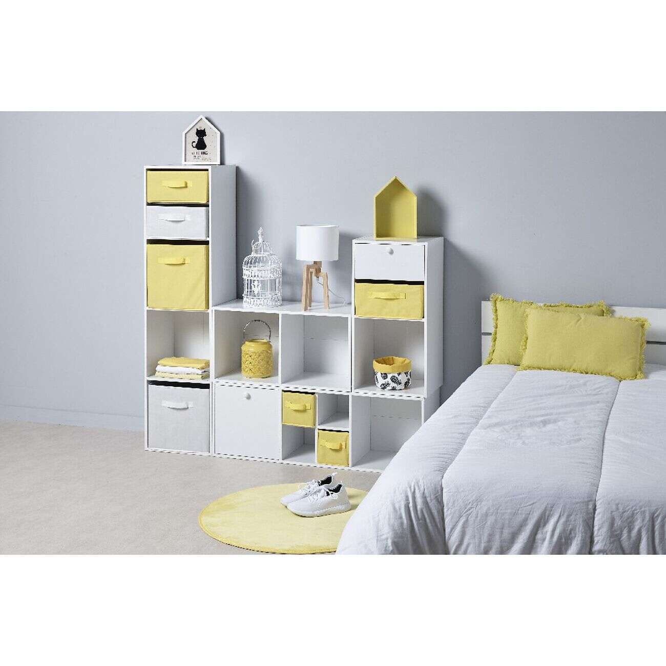 Structure Box Cube 3 cases 35x30x103cm bois blanc