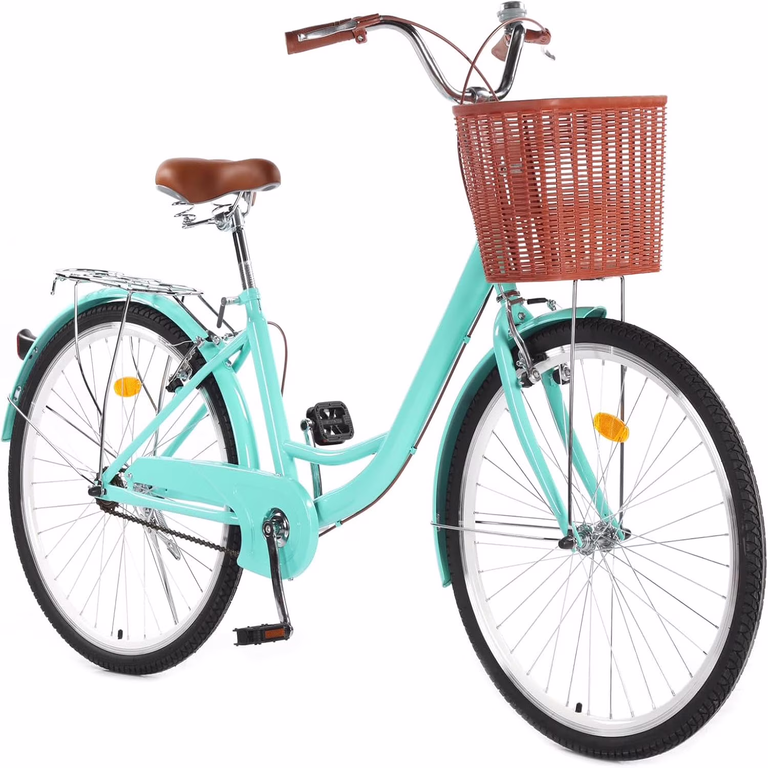 24-26 Inch Cruiser Bike for Women with Adjustable Seat,24 26 Inch Women's Beach Cruiser Bike Beach Womens Bike with Basket 1 Speed, Step Through Bikes, Commuter Bicycle Women Adult(24"/Beige) - Image 3