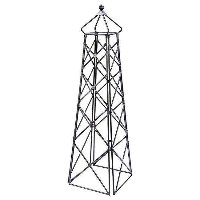 Achla Designs Lattice Obelisk Garden Trellis, 67 Inch Tall, Graphite Powder Coat Finish
