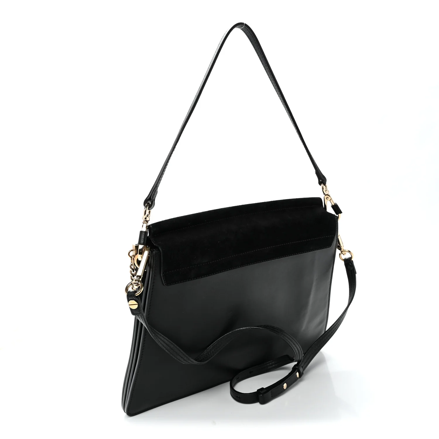Suede Calfskin Medium Faye Shoulder Bag Black