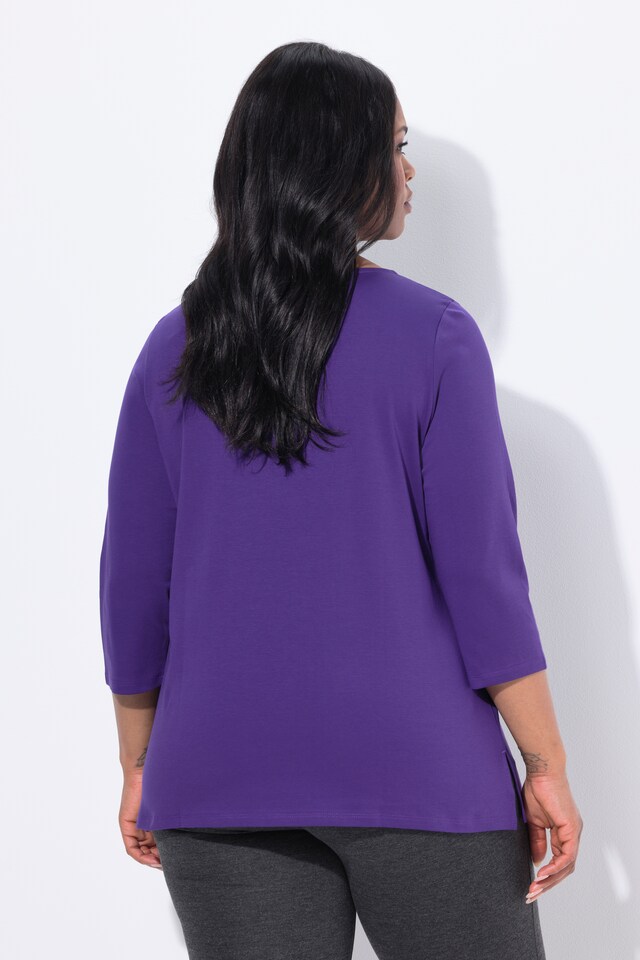 Rhinestone Boat Neck 3/4 Sleeve Top
