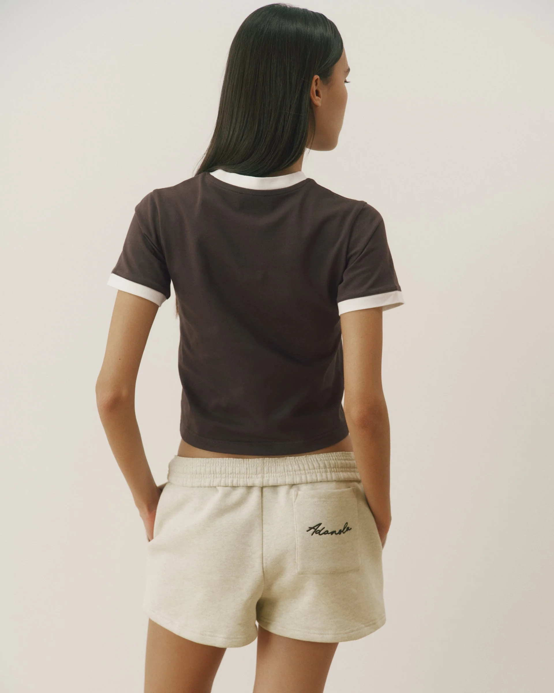 Contrast Detail Classic T-shirt - Coffee Bean/Marshmallow White