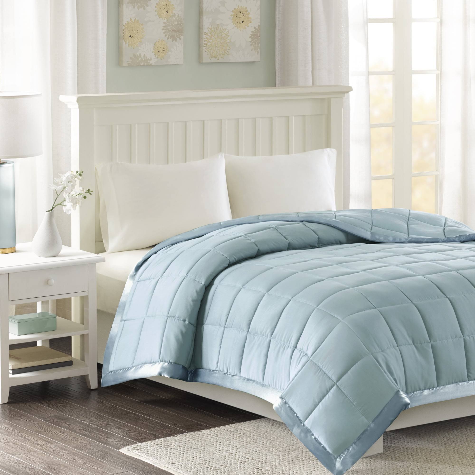 Full/Queen Prospect All Season Down Alternative with Satin Trim Bed Blanket Blue