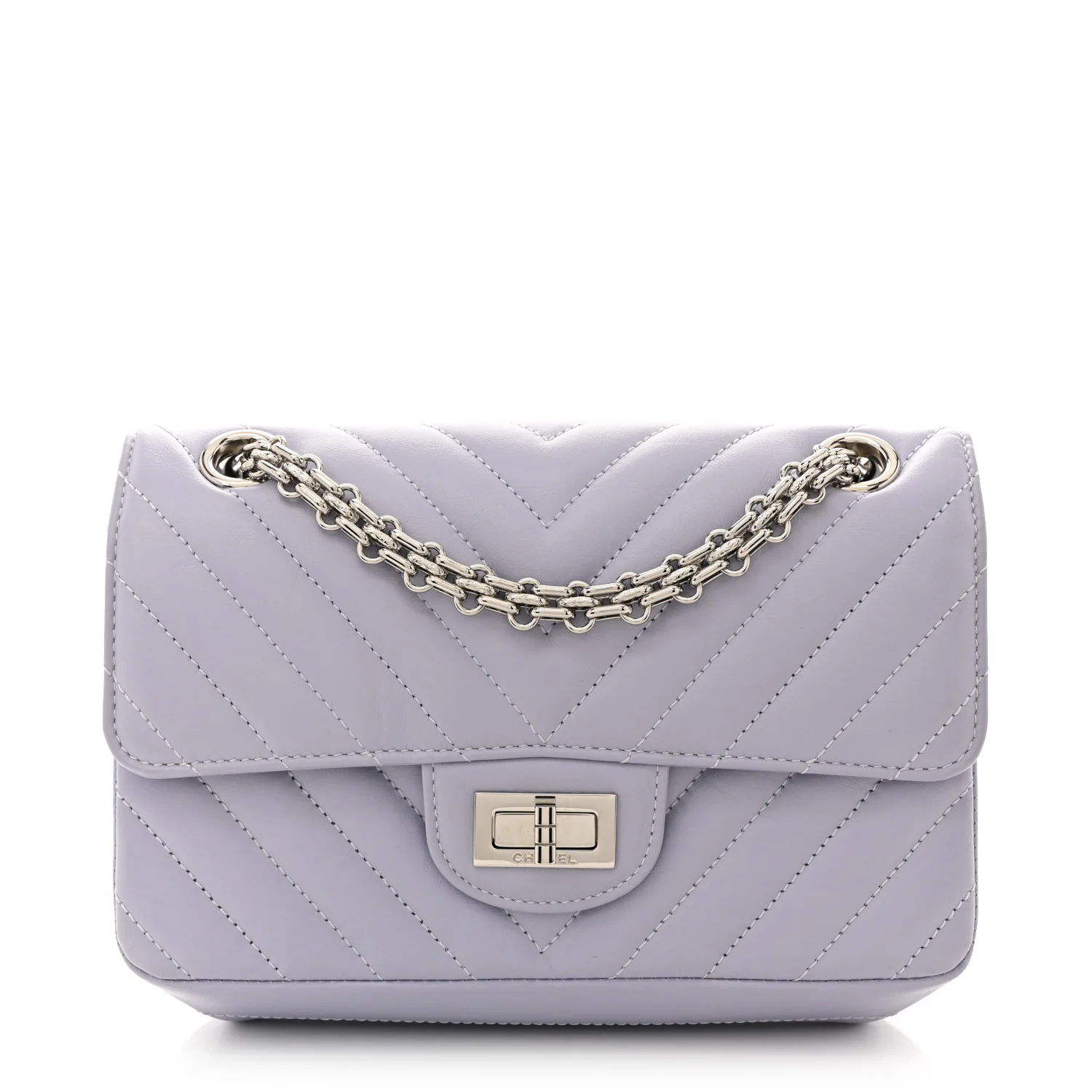Aged Calfskin Chevron Quilted 2.55 Reissue Mini Flap Light Purple