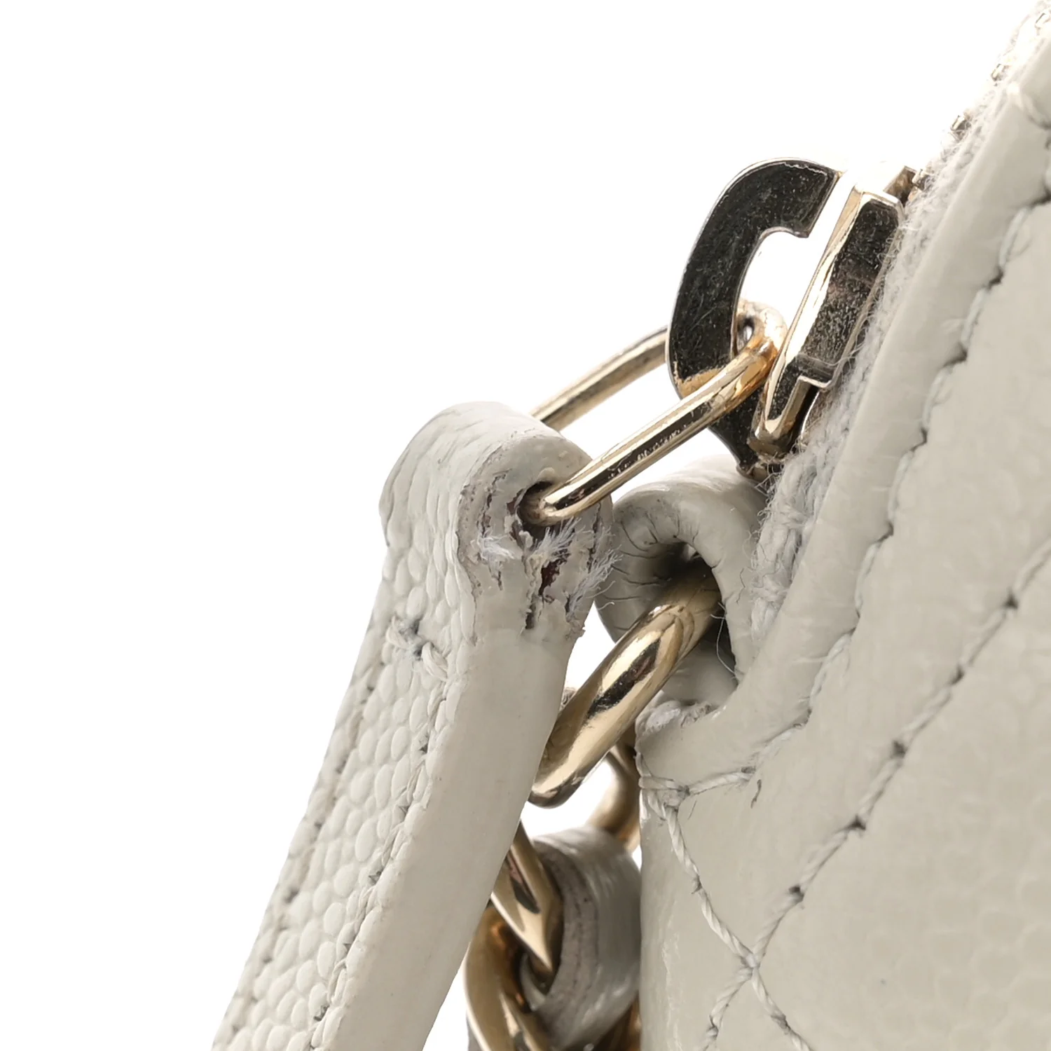 Caviar Quilted Classic Clutch With Chain Light Grey