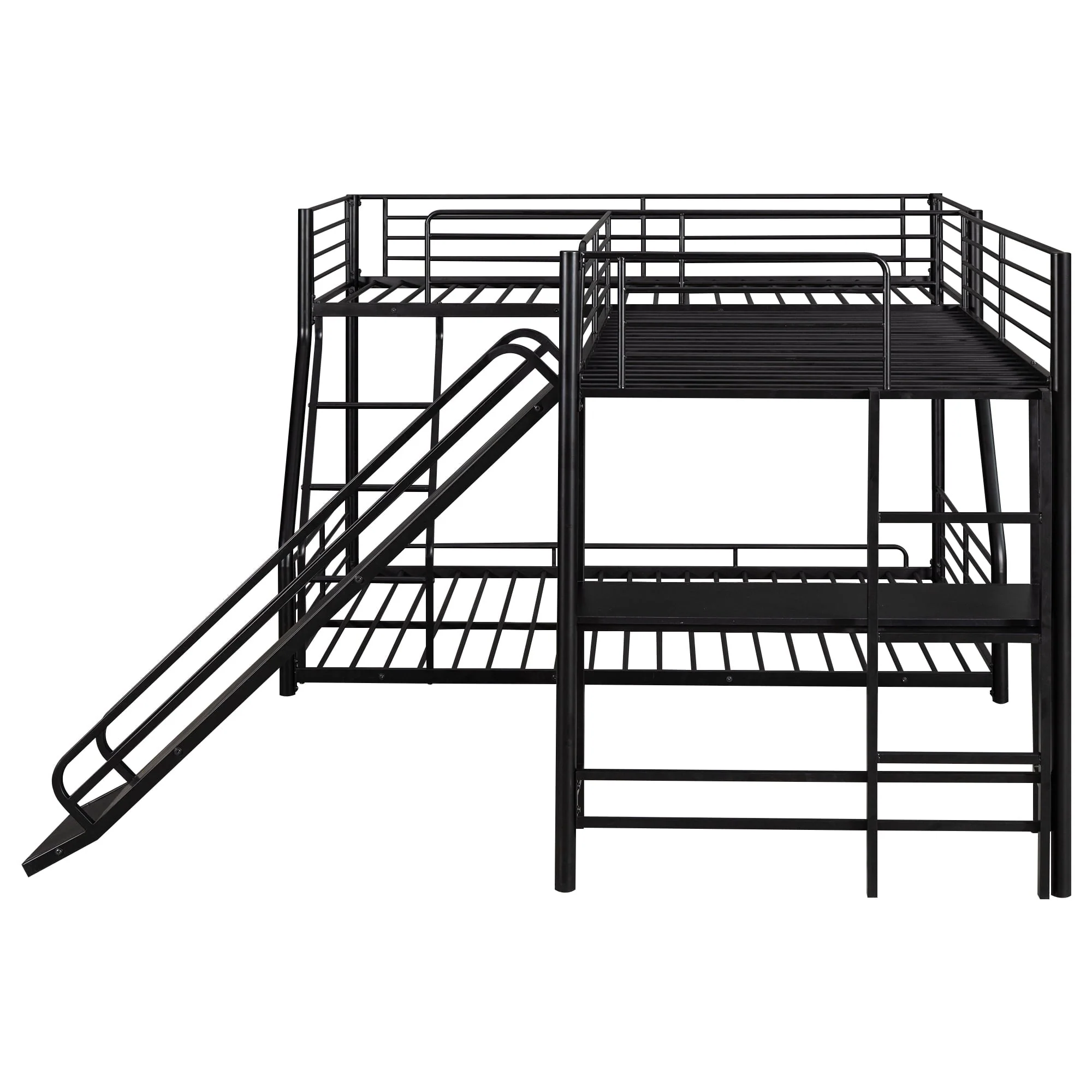 Metal L-Shaped Twin over Full Bunk and Loft Bed with Desk for Kids, Black - Image 9